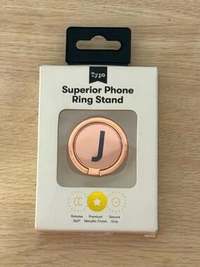 NWT Superior Phone Ring Stand - Rose Gold with 'J'